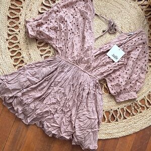 Selfie Leslie Mocha Eyelet Dress